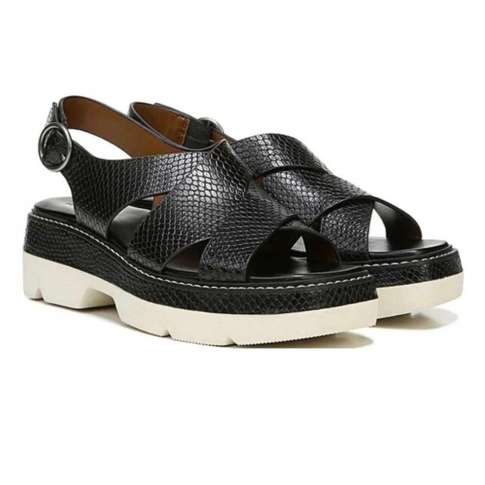 Naturalizer Halifax Black Snake Sporty Sandals  Platform Lug Sole Size 10.5